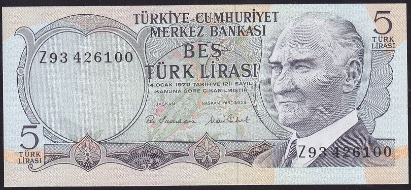 6.Emisyon 2.Tertip 5 Lira Z93 426100 Çilaltı Çil
