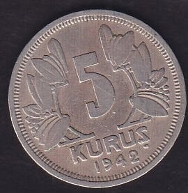 1942 Yılı 5 Kuruş
