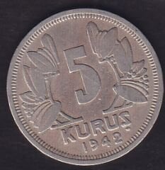 1942 Yılı 5 Kuruş