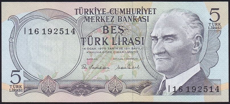 6.Emisyon 2.Tertip 5 Lira I16 192514 Çil
