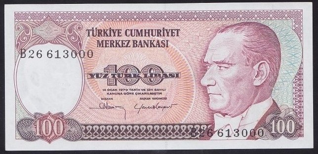 7.EMİSYON 1.TERTİP 100 LİRA B26 613000 ÇİLALTI