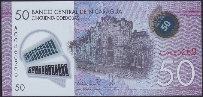 NİKARAGUA 50 CORDOBAS 2014 ÇİL POLYMER