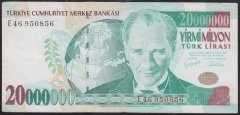7.EMİSYON 20 000 000 LİRA E46 950856 ÇOK TEMİZ +