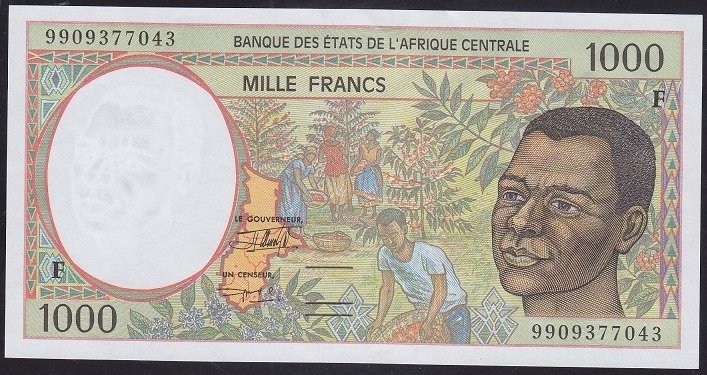 Central African States 1000 Frank 1999 Çilaltı Çil (F) Pick 302Ff Central Arfican Republic
