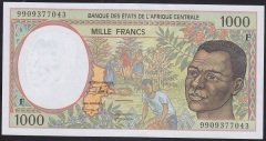 Central African States 1000 Frank 1999 Çilaltı Çil (F) Pick 302Ff Central Arfican Republic