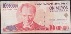 7.Emisyon 10.000.000 Lira A27 087704 Çok Temiz