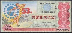1986 19 Ekim Yarım Bilet - Z Serisi