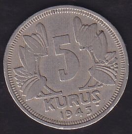 1943 Yılı 5 Kuruş