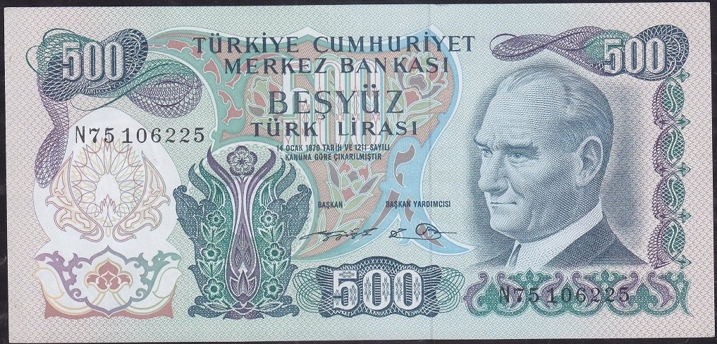 6.Emisyon 2.Tertip 500 Lira N75 106225 Çilaltı