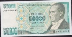 7.Emisyon 2.Tertip 50000 Lira L69 016445 Ççt +