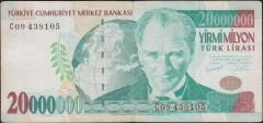 7.Emisyon 20 000 000 Lira C09 438105 Temiz