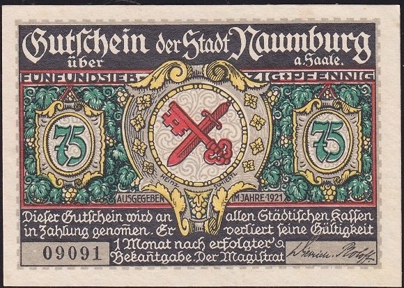 Almanya 75 Pfennig Notgeld 1921 Çil