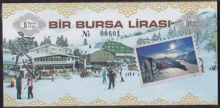 ÖZEL BASKI 1 BURSA LİRASI - HOLOGRAMLI - EMNİYET ŞERİTLİ - SERİ TAKİPLİ DESTE (100 ADET) 801 - 900 ARASI