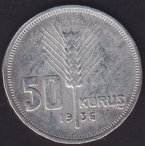 1936 YILI 50 KURUŞ GÜMÜŞ