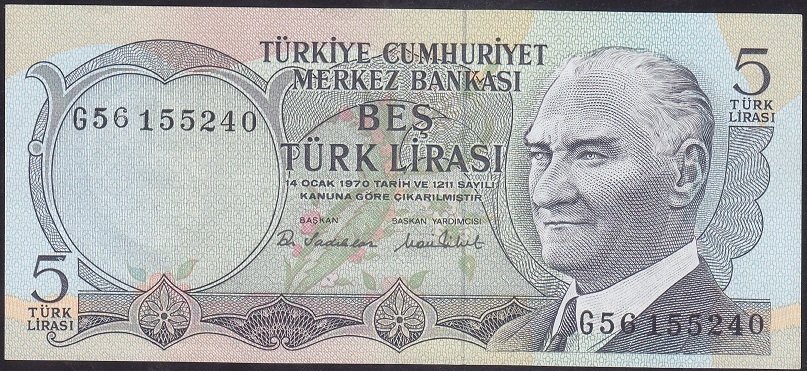 6.EMİSYON 2.TERTİP 5 LİRA G56 155240 ÇİLALTI eski kağıt para fiyatları