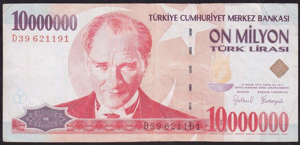 7.Emisyon 10 000 000 Lira D39 621191 Çok Temiz