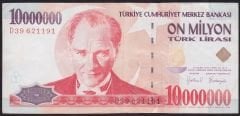 7.Emisyon 10 000 000 Lira D39 621191 Çok Temiz