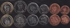Jamaika 6 Parça Madeni Para Seti Çil, 10 25 Cents 1 5 10 20 Dollars 1996 2008