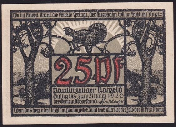 Almanya 25 Pfennig Notgeld 1922 Çil