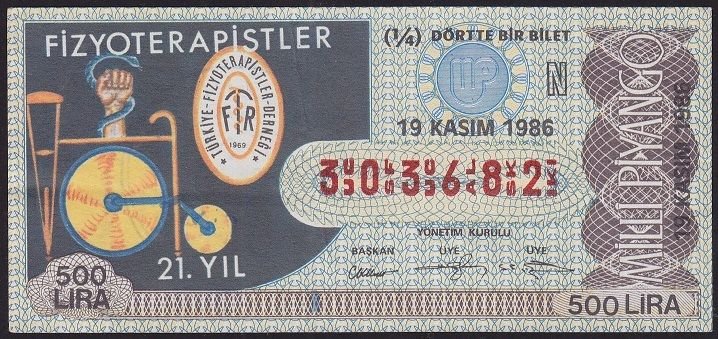 1986 19 Kasım Çeyrek Bilet - N Serisi
