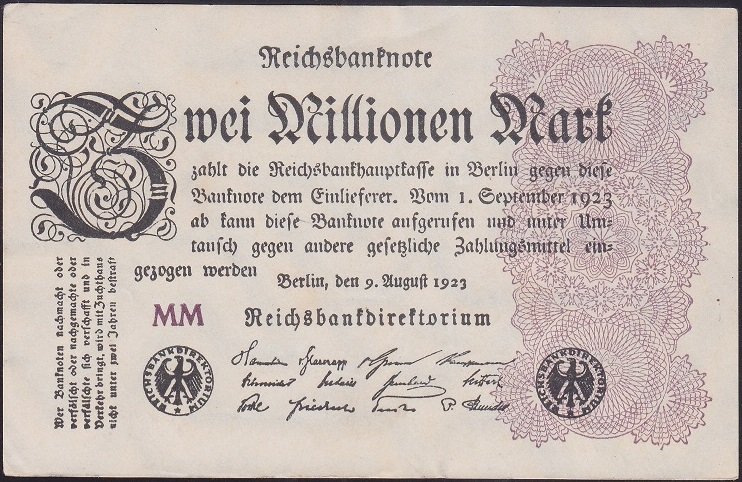 ALMANYA 2 MİLYON MARK 1923 ÇİLALTI