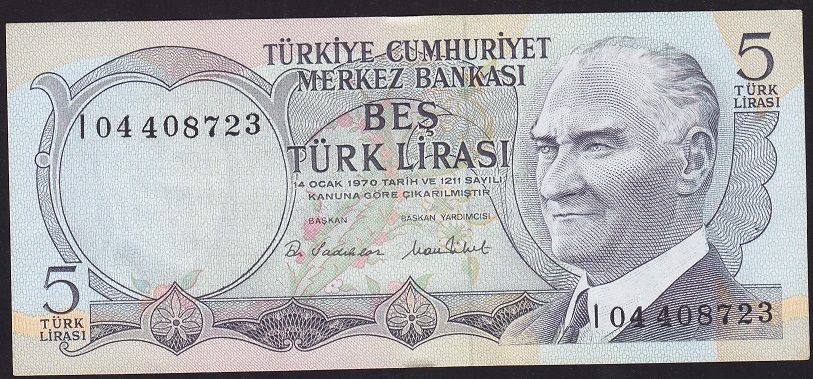 6.Emisyon 2.Tertip 5 Lira I04 408723 Çilaltı Çil