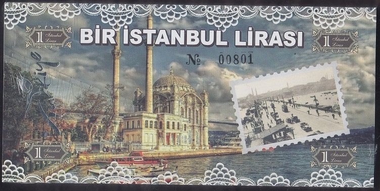 ÖZEL BASKI 1 İSTANBUL LİRASI - HOLOGRAMLI - EMNİYET ŞERİTLİ - SERİ TAKİPLİ DESTE (100 ADET) 801-900 ARASI