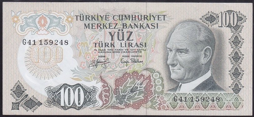 6.EMİSYON 2.TERTİP 100 LİRA G41 159248 ÇÇT +