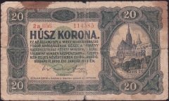 MACARİSTAN 20 KORONA 1920 HALİYLE eski kağıt para fiyatları