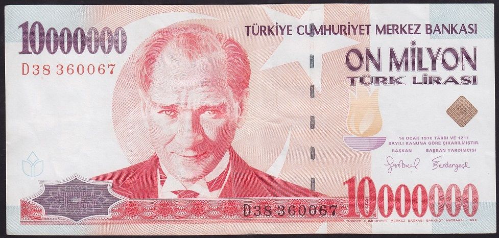 7.Emisyon 10 000 000 Lira D38 360067 Çok Çok Temiz