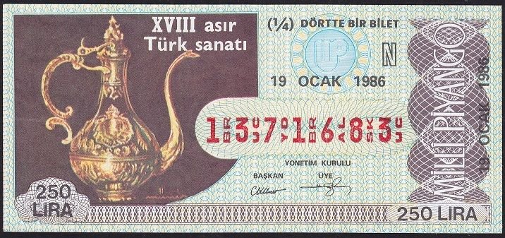 1986 19 Ocak Çeyrek Bilet - N Serisi