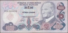 6.Emisyon 2.Tertip 1000 Lira D25 707023 Çok Temiz