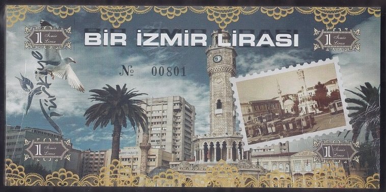 ÖZEL BASKI 1 İZMİR LİRASI - HOLOGRAMLI - EMNİYET ŞERİTLİ - SERİ TAKİPLİ DESTE (100 ADET) 801-900 ARASI