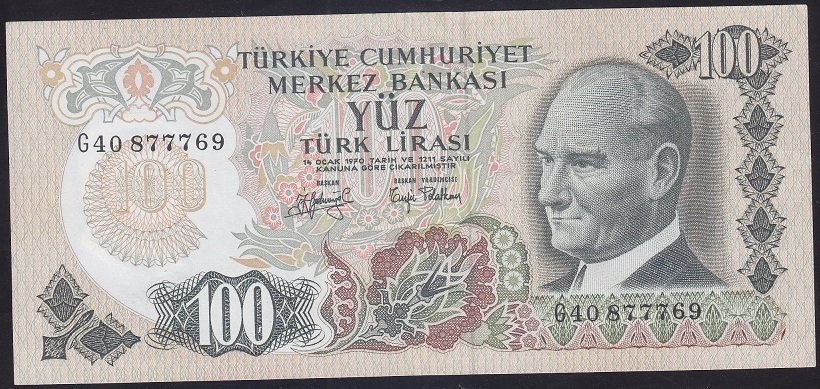 6.EMİSYON 2.TERTİP 100 LİRA G40 877769 ÇİLALTI