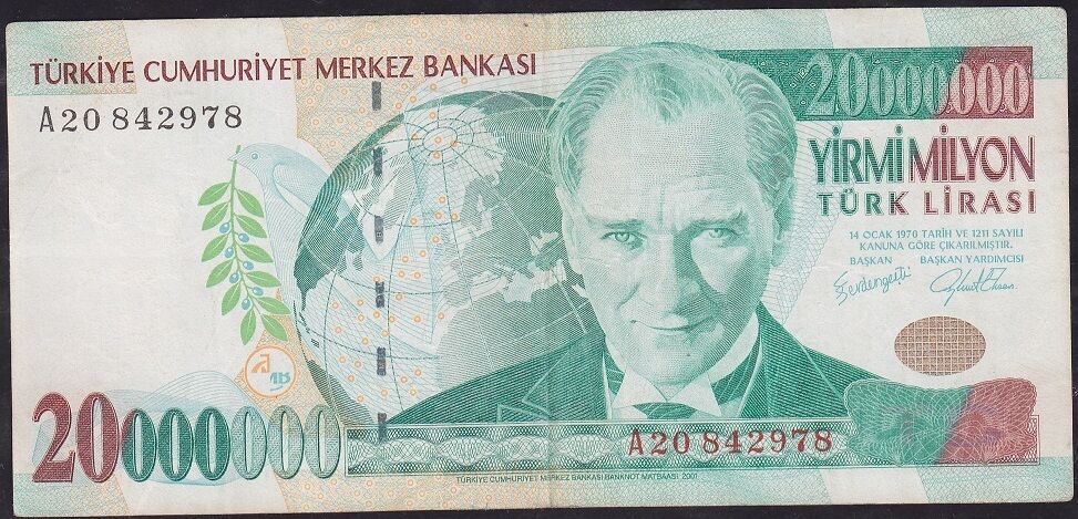 7.Emisyon 20.000.000 Lira A20 842978 Çok Temiz+
