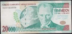 7.Emisyon 20.000.000 Lira A20 842978 Çok Temiz+