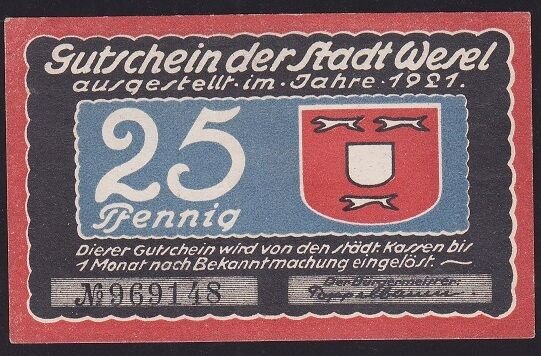Almanya 25 Pfennig Notgeld 1921 Çilaltı