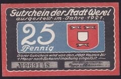 Almanya 25 Pfennig Notgeld 1921 Çilaltı