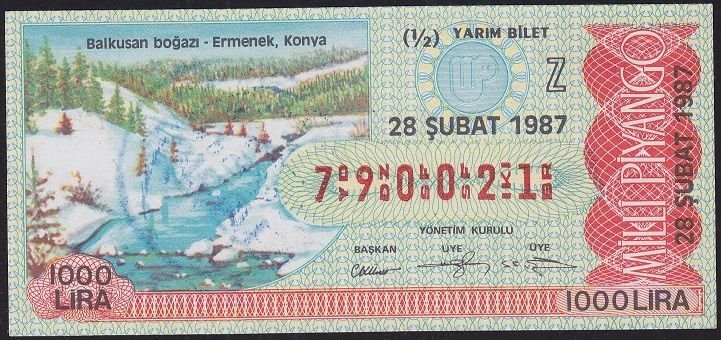 1987 28 Şubat Yarım Bilet - Z Serisi