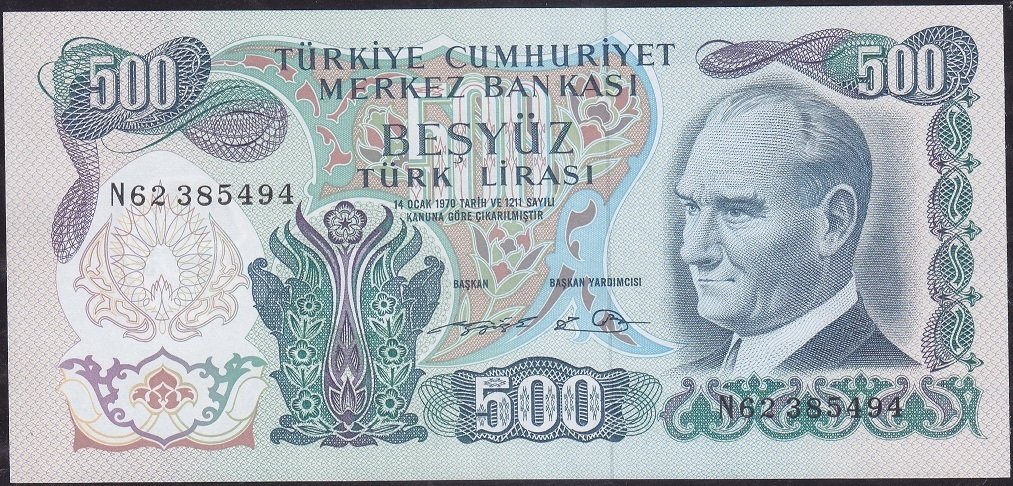 6.Emisyon 2.Tertip 500 Lira N62 385494 Çilaltı Çil