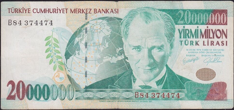 7.Emisyon 20 000 000 Lira B84 374474 Çok Temiz