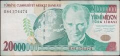 7.Emisyon 20 000 000 Lira B84 374474 Çok Temiz