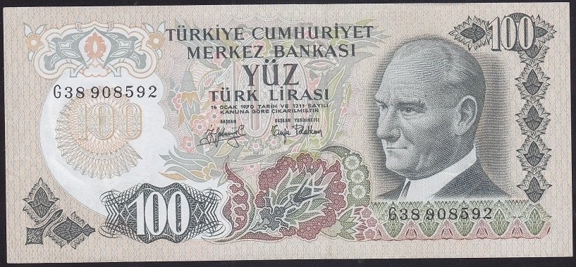 6.EMİSYON 2.TERTİP 100 LİRA G38 908592 ÇÇT +