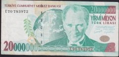 7.EMİSYON 20 000 000 LİRA E70 783972 ÇOK TEMİZ +