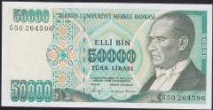 7.EMİSYON 1.TERTİP 50000 LİRA G50 264596 ÇİL