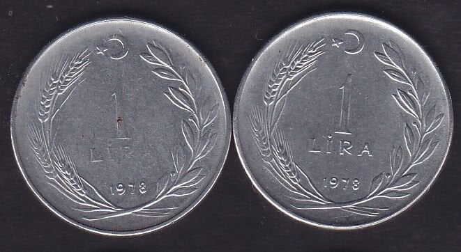 1978 Yılı 1 Lira (Ters Düz Takım)
