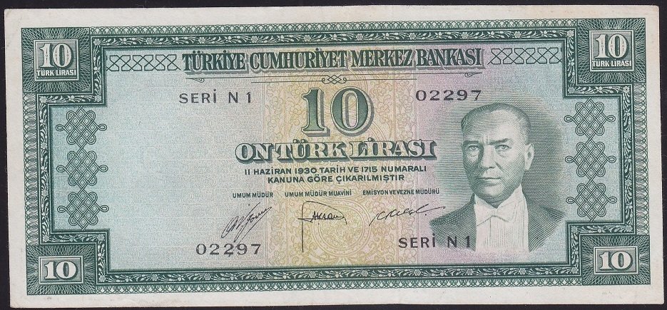 5.EMİSYON 2.TERTİP 10 LİRA N1 02297 ÇÇT + (DÜZELTME VAR)