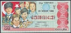 1986 23 Nisan Yarım Bilet - Y Serisi