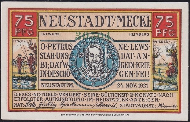 Almanya 75 Pfennig Notgeld 1921 Çil