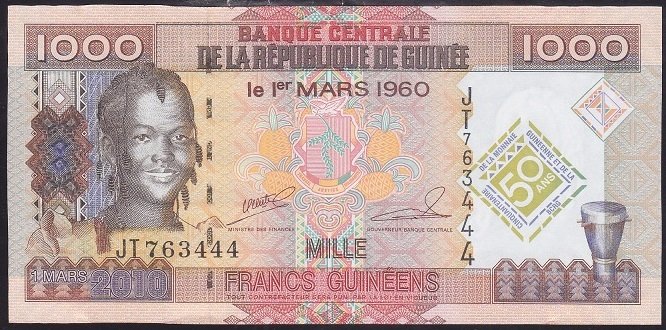 GİNE 1000 FRANK 2010 ÇİL HATIRA  444